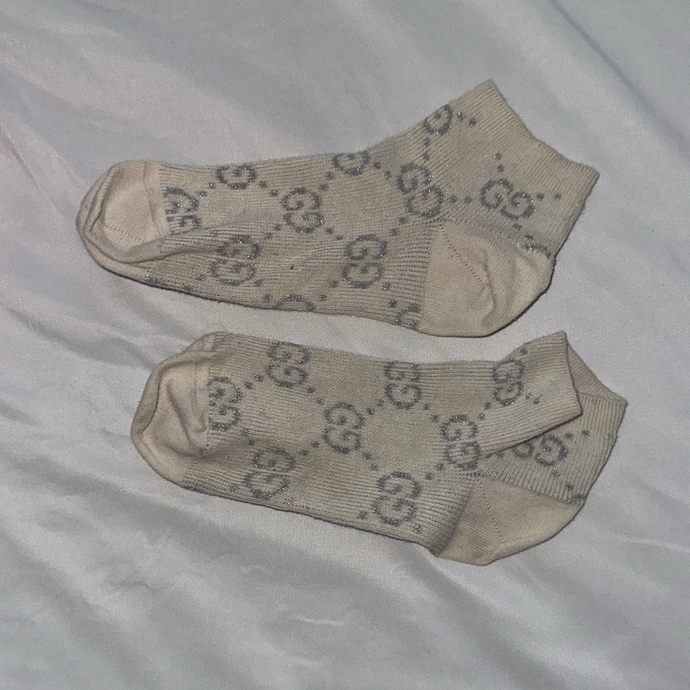 Gucci cream and silver socks, size medium, fits size 38 women